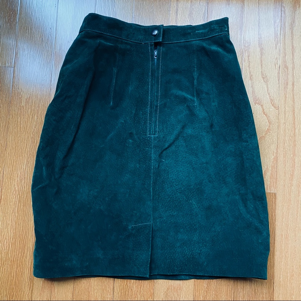 Forest Green Leather Pencil Skirt - Gem